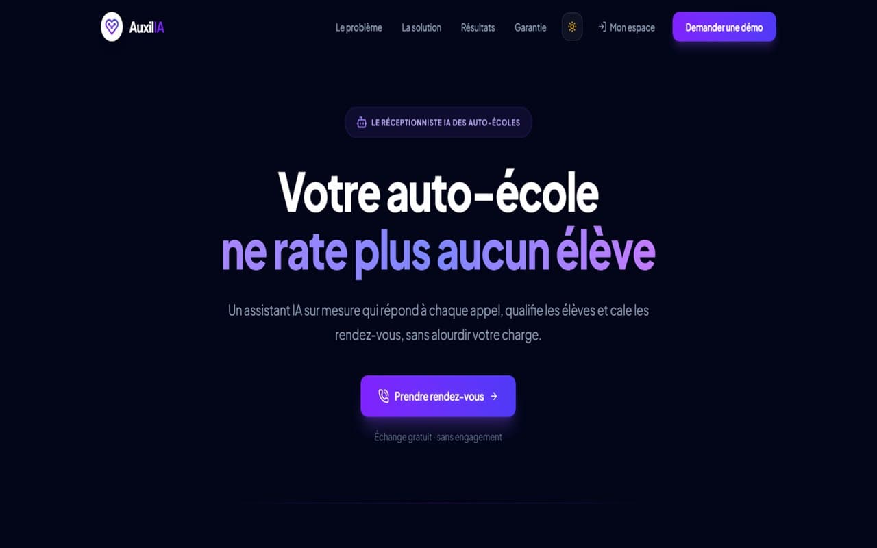 Aperçu du site AuxilIA réalisé par Popsite