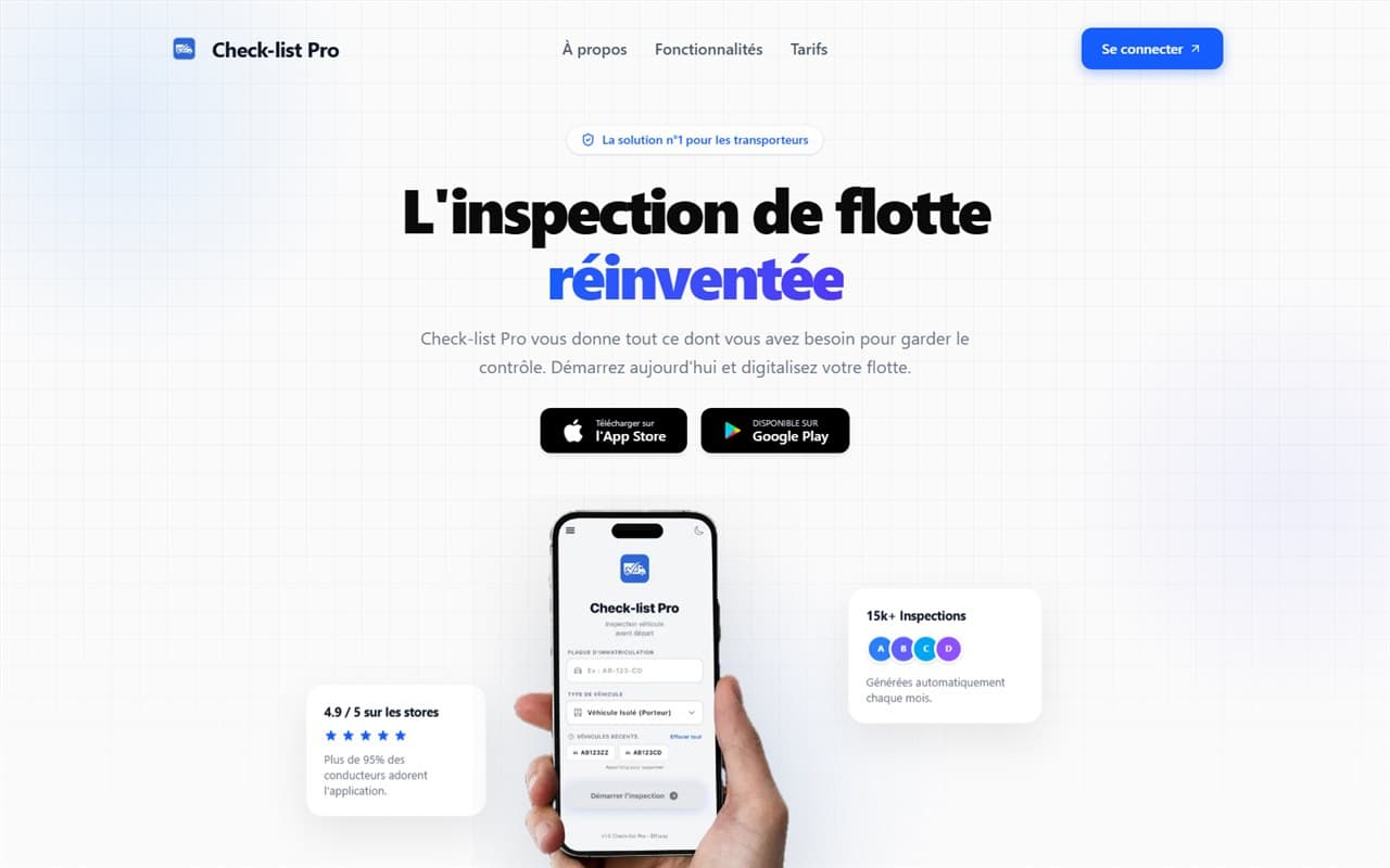 Aperçu du site Check-list Pro réalisé par Popsite